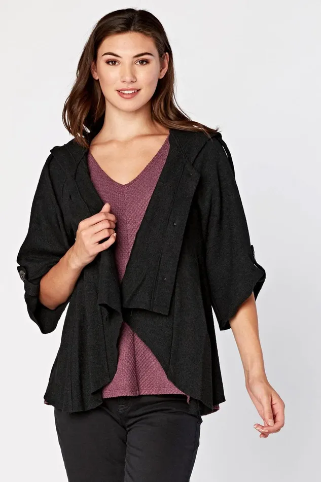 Clothing Jackets XCVI Sweeping Cape Jacket Black