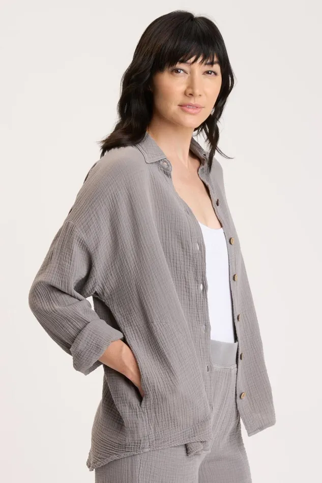 Clothing ShirtsBlouses XCVI Judson Shacket Zinc Pigment