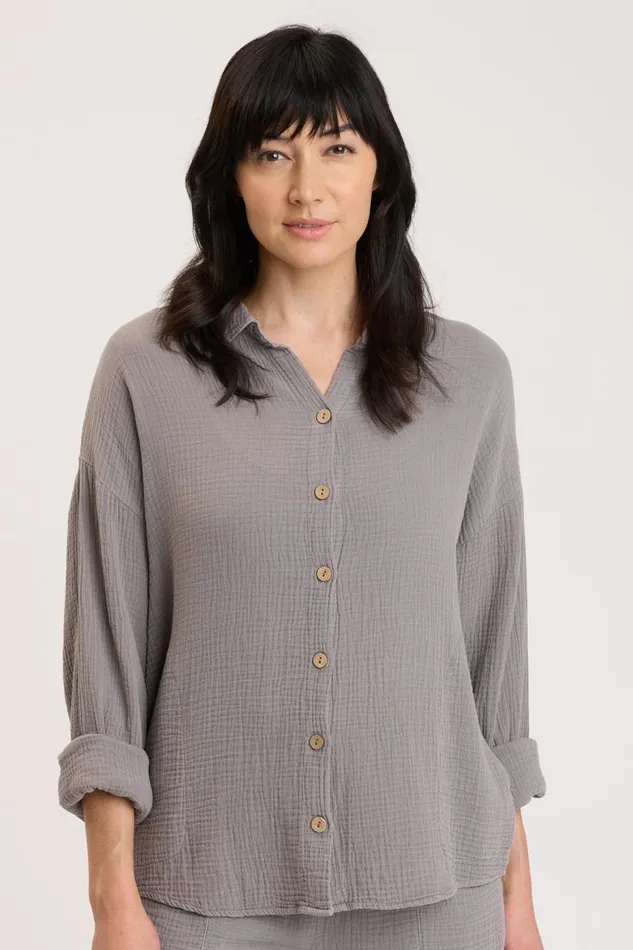 Clothing ShirtsBlouses XCVI Judson Shacket Zinc Pigment