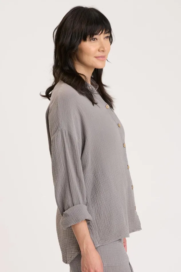 Clothing ShirtsBlouses XCVI Judson Shacket Zinc Pigment