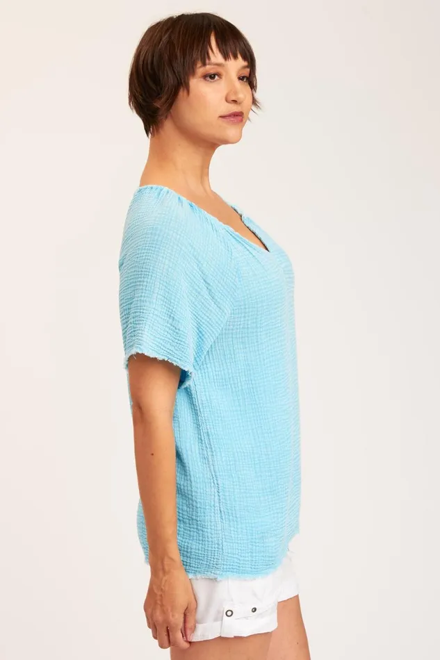Clothing ShirtsBlouses XCVI Pearl Top Distress Wash Stream