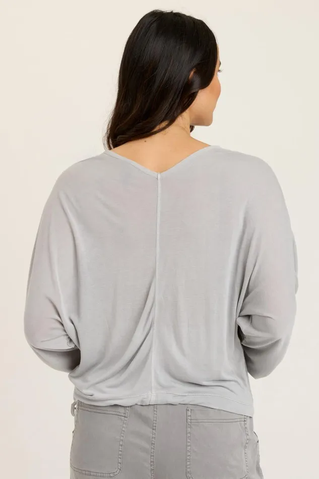 Clothing ShirtsBlouses XCVI Pernille VNeck Top Soft Pebble Pigment