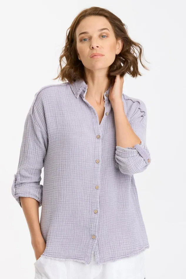 Clothing ShirtsBlouses XCVI Randolf ButtonUp Distress Wash Duchess