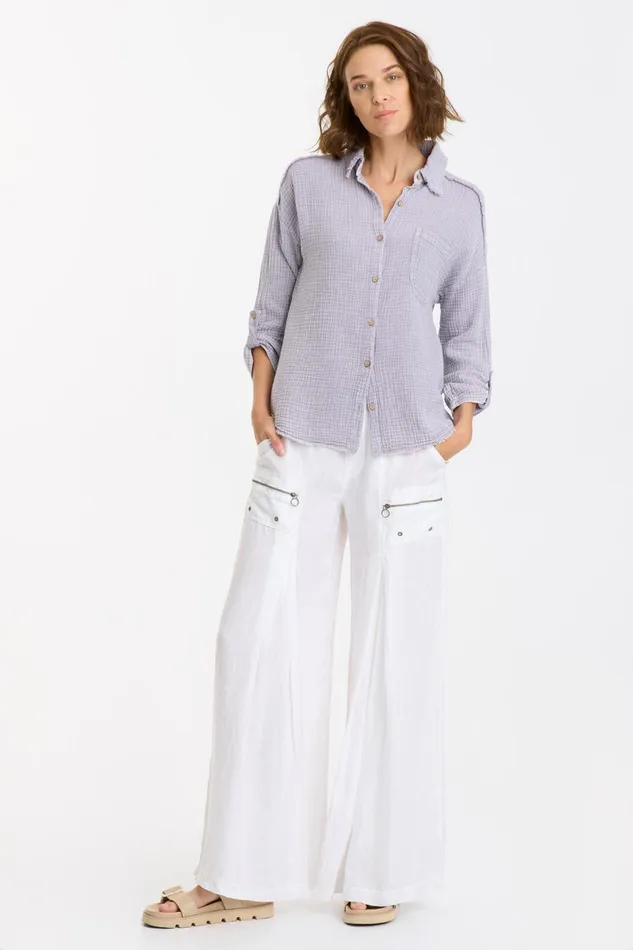 Clothing ShirtsBlouses XCVI Randolf ButtonUp Distress Wash Duchess