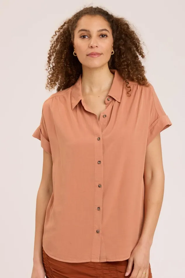 Clothing ShirtsBlouses XCVI Twill Rizzo Top Canyon Dusk