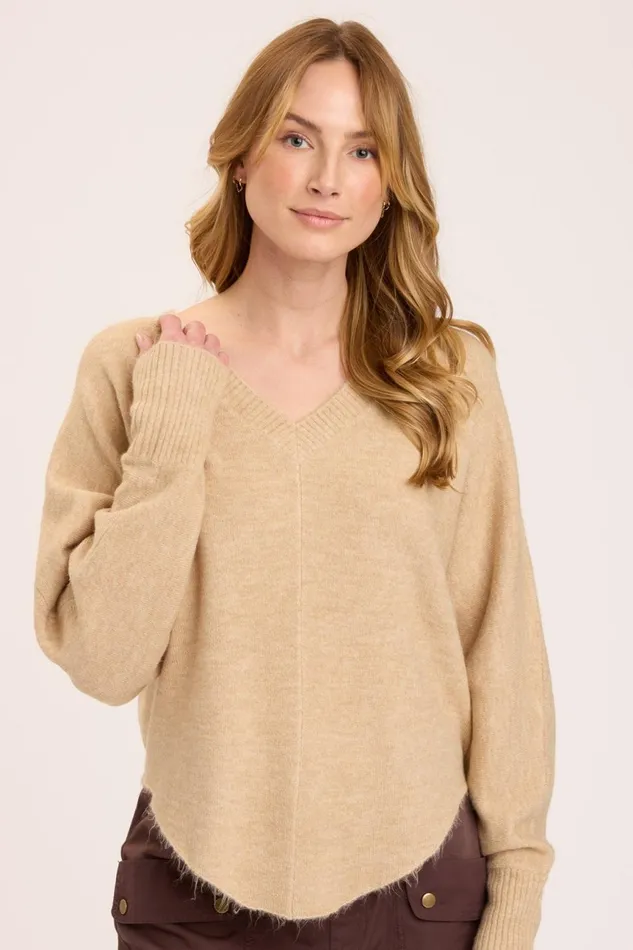 Clothing Sweaters XCVI Gretchen VNeck Pale Camel