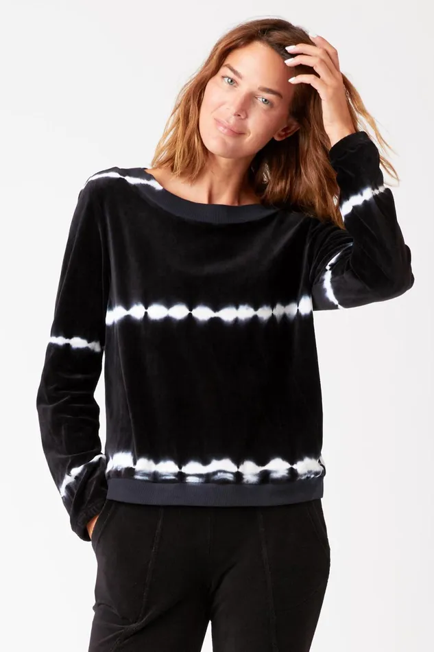 Clothing Sweatshirts XCVI Dakota Pullover Sequence Wash Obsidian