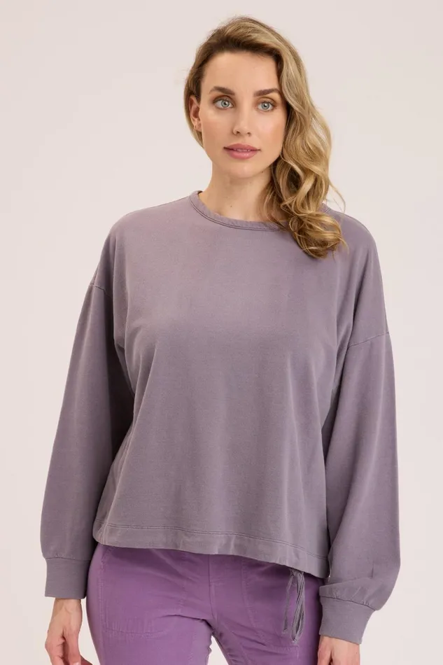Clothing Sweatshirts XCVI Dottie Drawcord Sweatshirt Solitaire Pigment