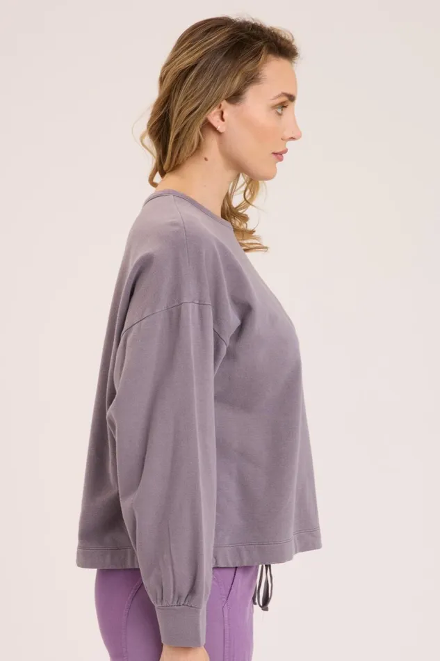 Clothing Sweatshirts XCVI Dottie Drawcord Sweatshirt Solitaire Pigment