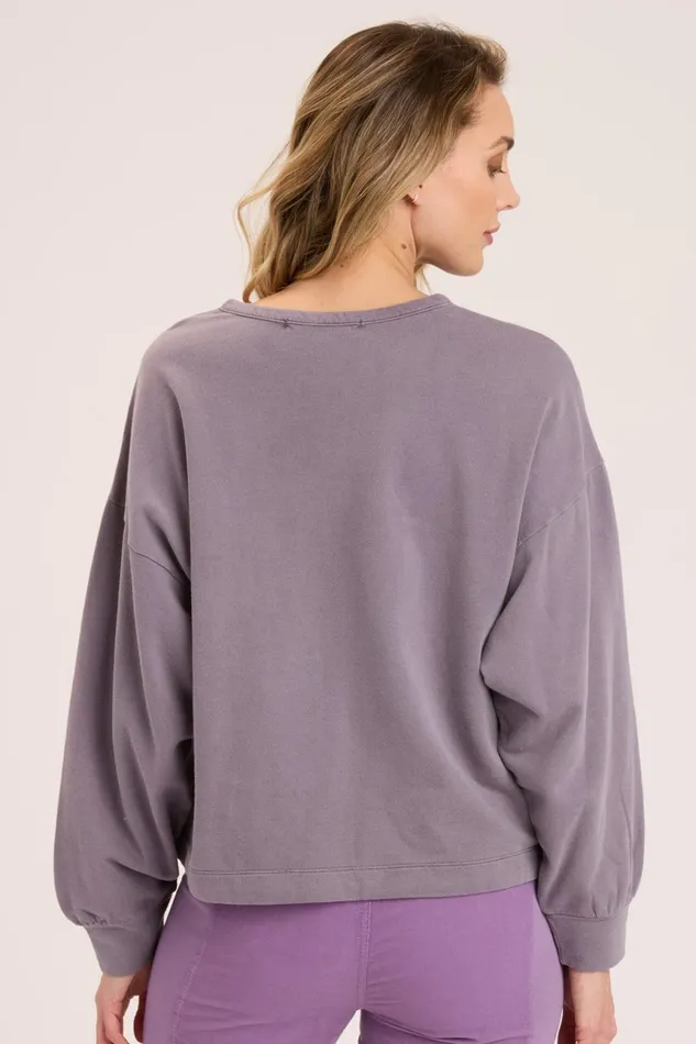 Clothing Sweatshirts XCVI Dottie Drawcord Sweatshirt Solitaire Pigment
