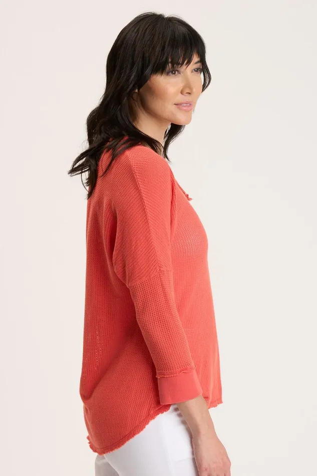 Clothing Sweatshirts XCVI Mesh Fira Pullover Grapefruit Pigment