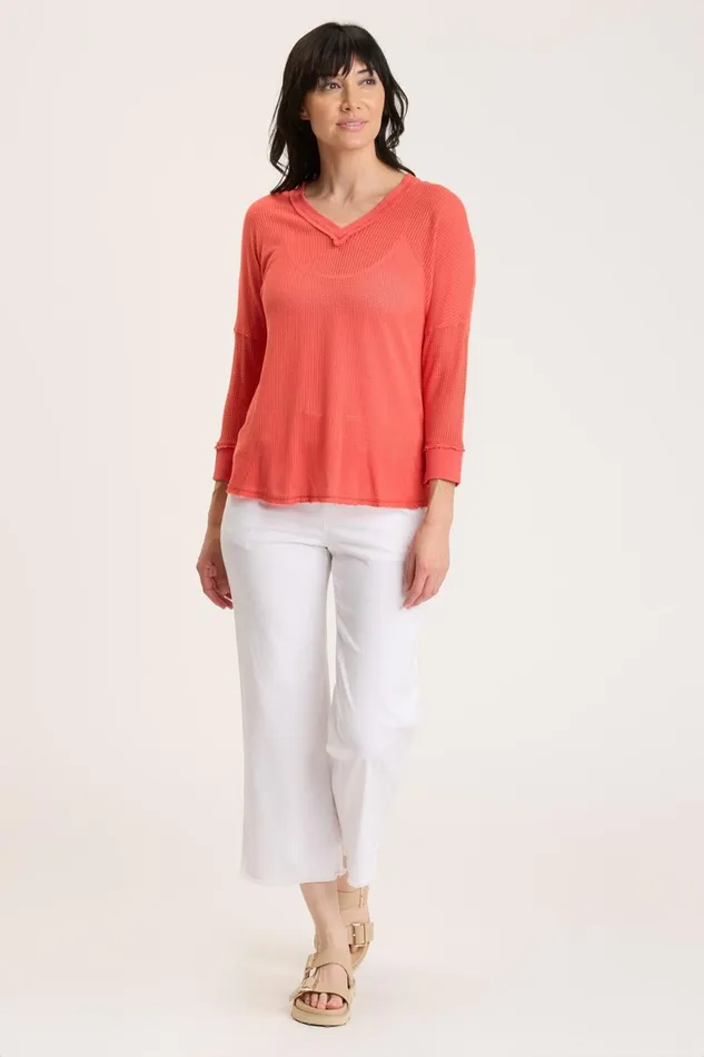 Clothing Sweatshirts XCVI Mesh Fira Pullover Grapefruit Pigment