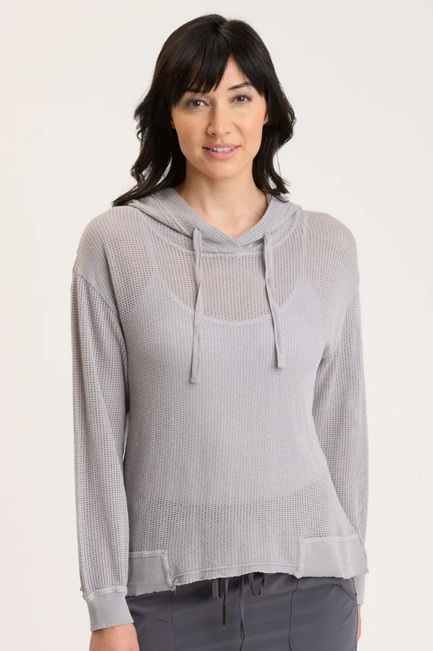 Clothing Sweatshirts XCVI Mesh Sidel Hoodie Cotton Grey Pigment