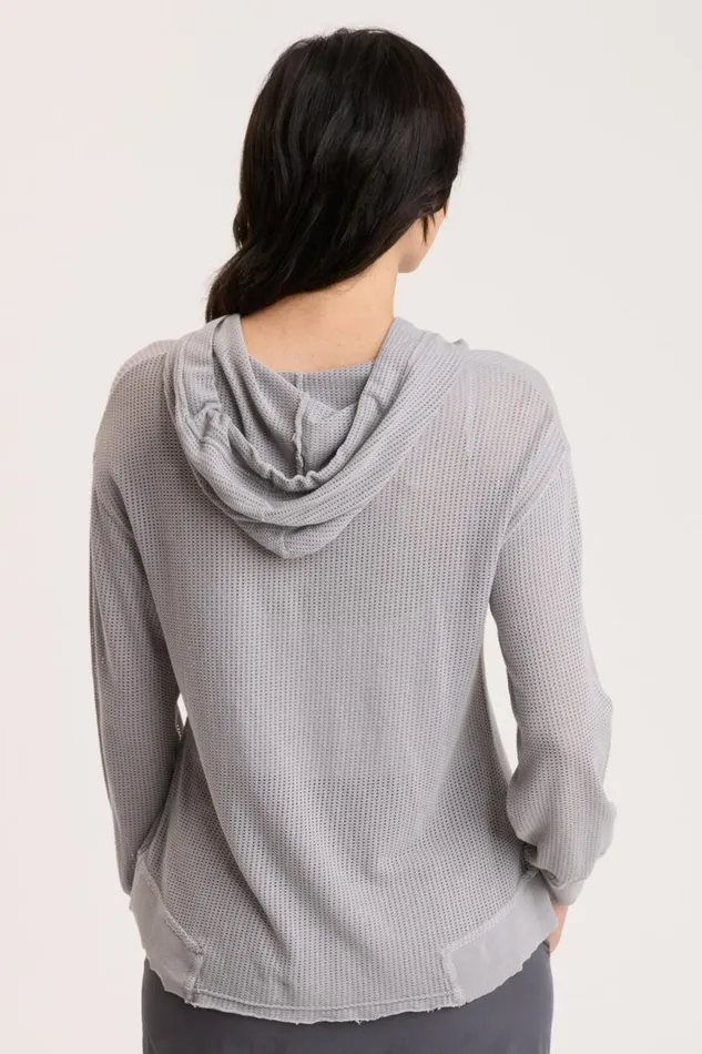Clothing Sweatshirts XCVI Mesh Sidel Hoodie Cotton Grey Pigment