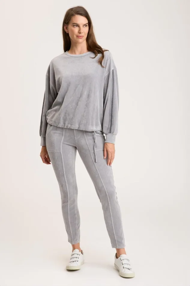Clothing Sweatshirts XCVI Rugby Stripe Dottie Sweatshirt Cotton Grey Pigment
