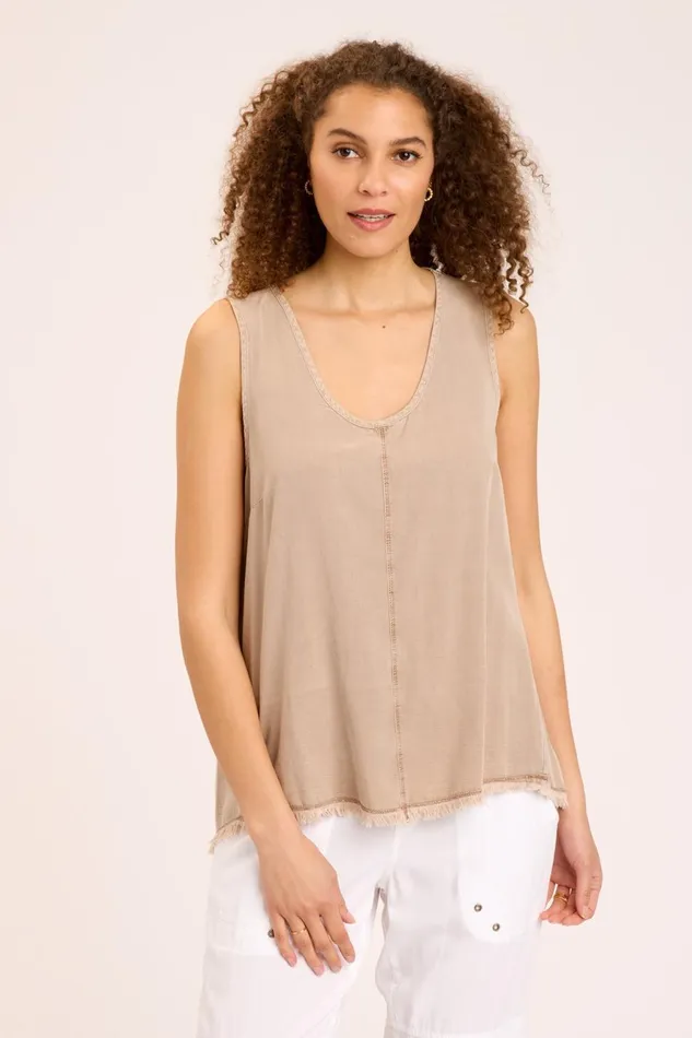 Clothing Tanks XCVI Twill Rayden Tank Sandalwood Pigment