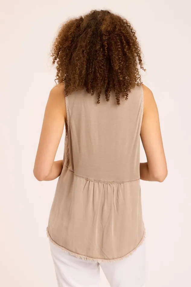 Clothing Tanks XCVI Twill Rayden Tank Sandalwood Pigment
