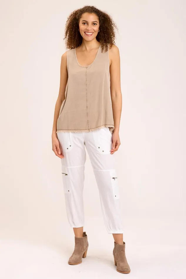 Clothing Tanks XCVI Twill Rayden Tank Sandalwood Pigment