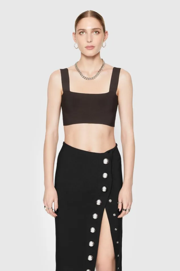 Clothing Tops Rebecca Minkoff Bonnie Crop Top Black Coffee