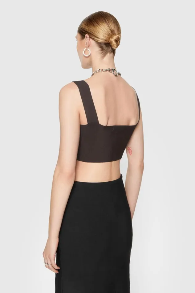 Clothing Tops Rebecca Minkoff Bonnie Crop Top Black Coffee