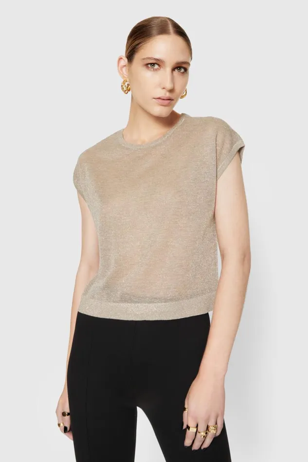 Clothing Tops Rebecca Minkoff Scarlett Lurex Top Lurex Gold