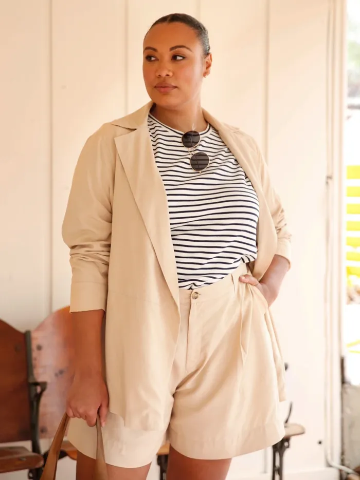 Coats and Jackets Micah Drapey Blazer Oat Milk Able Women