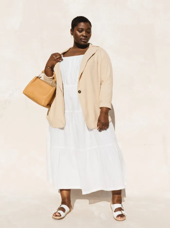 Coats and Jackets Micah Drapey Blazer Oat Milk Able Women