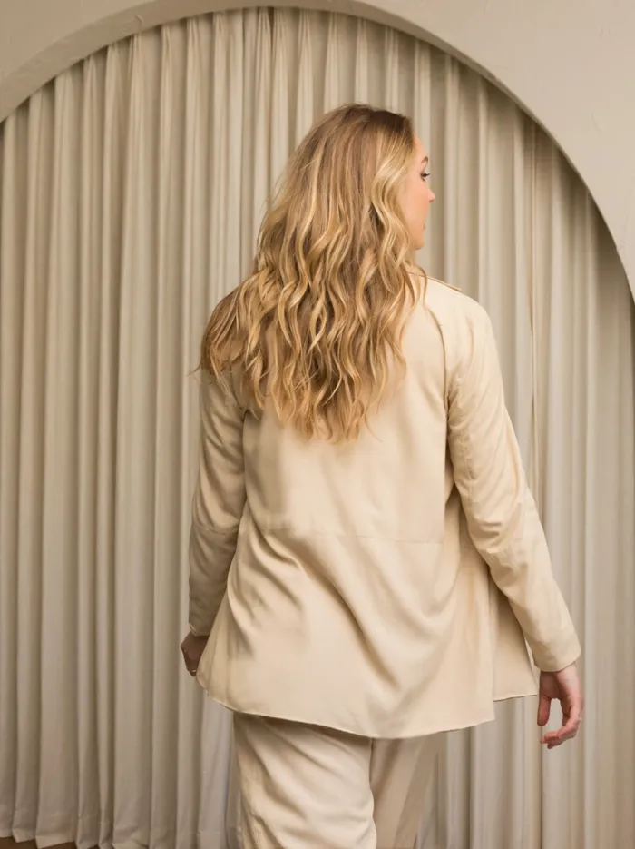 Coats and Jackets Micah Drapey Blazer Oat Milk Able Women