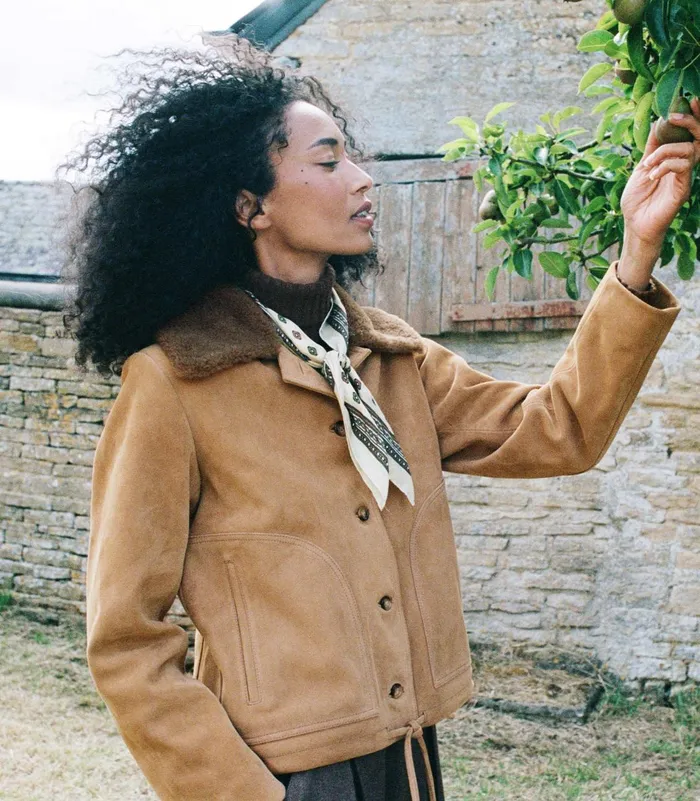 Coats and Jackets Women DEN Turner Suede Jacket Stag