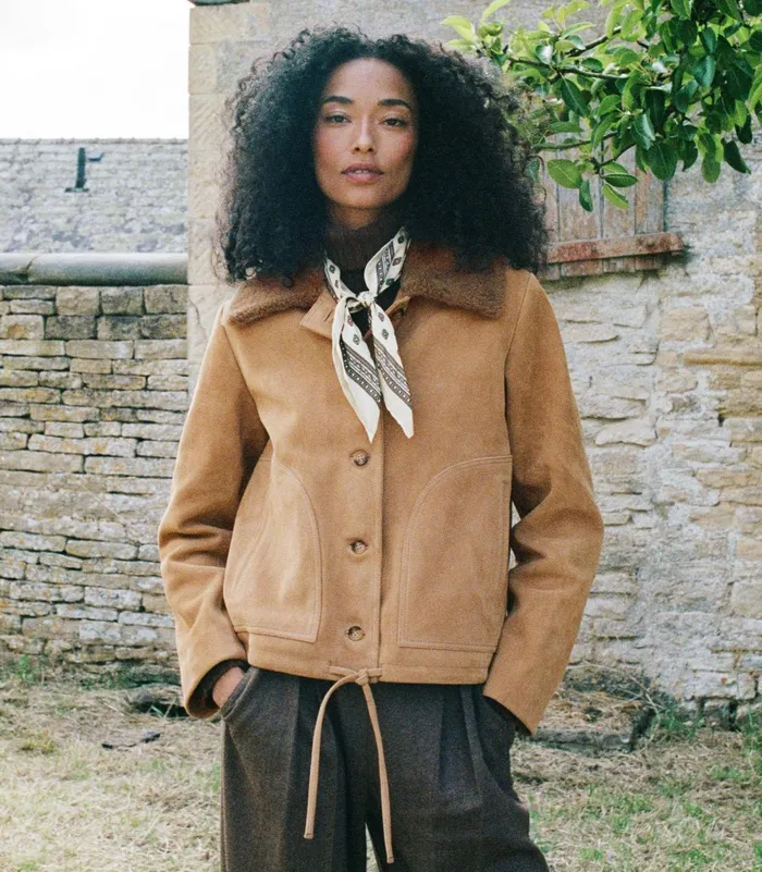 Coats and Jackets Women DEN Turner Suede Jacket Stag Coats and Jackets Women DEN Turner Suede Jacket Stag
