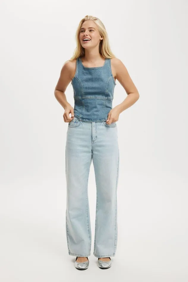 Codie Denim Corset Jewel Blue Women Cotton On Tops