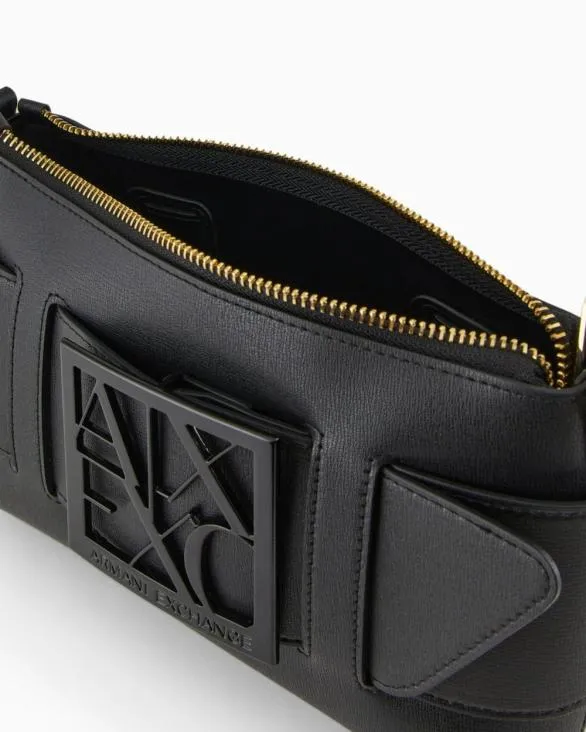 Color Block Shoulder Bag With Maxi Logo Black Women Armani Shoulder Bags Color Block Shoulder Bag With Maxi Logo Black Women Armani Shoulder Bags