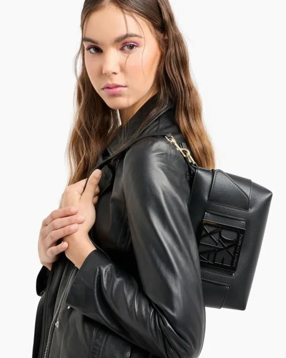 Color Block Shoulder Bag With Maxi Logo Black Women Armani Shoulder Bags Color Block Shoulder Bag With Maxi Logo Black Women Armani Shoulder Bags