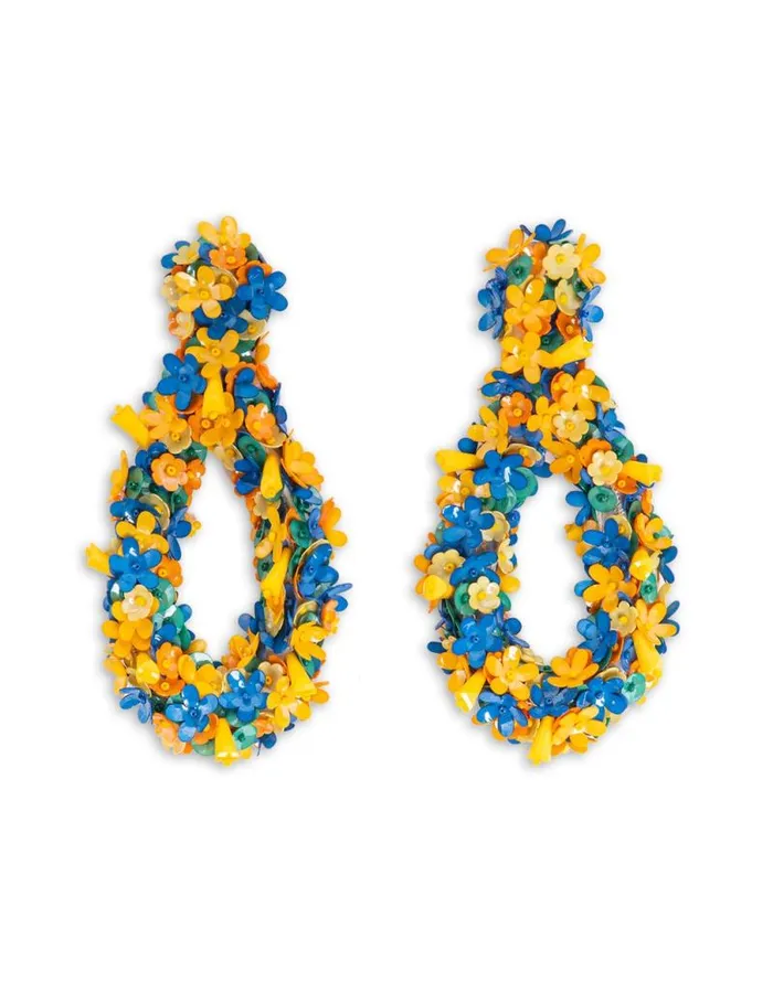 Confetti Hoop Earrings Solid Yellow Women La Double J Jewelry