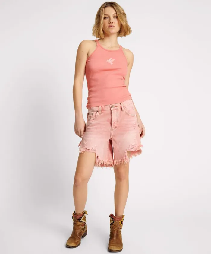 CORAL ONE TEASPOON RIB SINGLET Women One Teaspoon Tees and Tanks CORAL ONE TEASPOON RIB SINGLET Women One Teaspoon Tees and Tanks