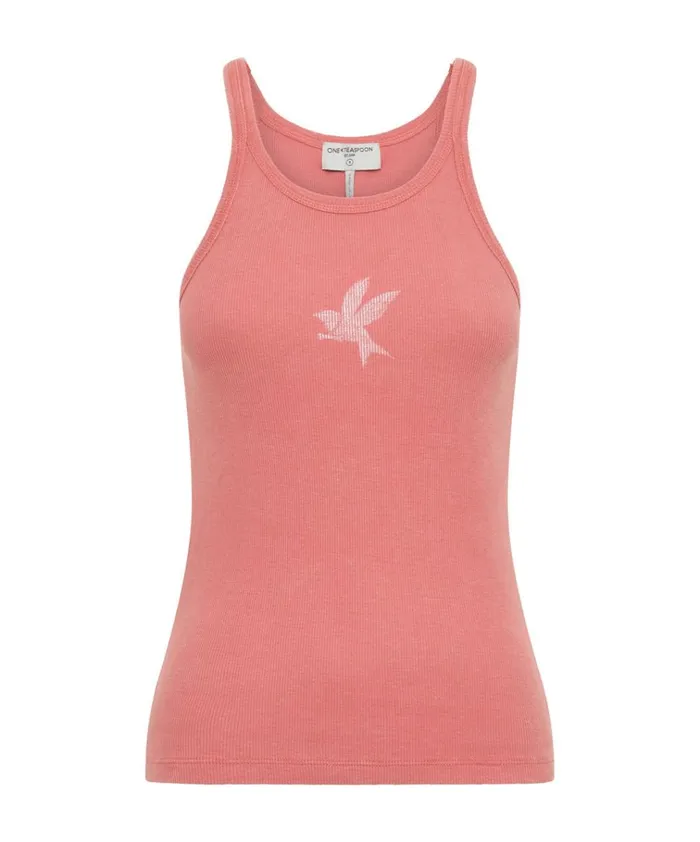 CORAL ONE TEASPOON RIB SINGLET Women One Teaspoon Tees and Tanks CORAL ONE TEASPOON RIB SINGLET Women One Teaspoon Tees and Tanks