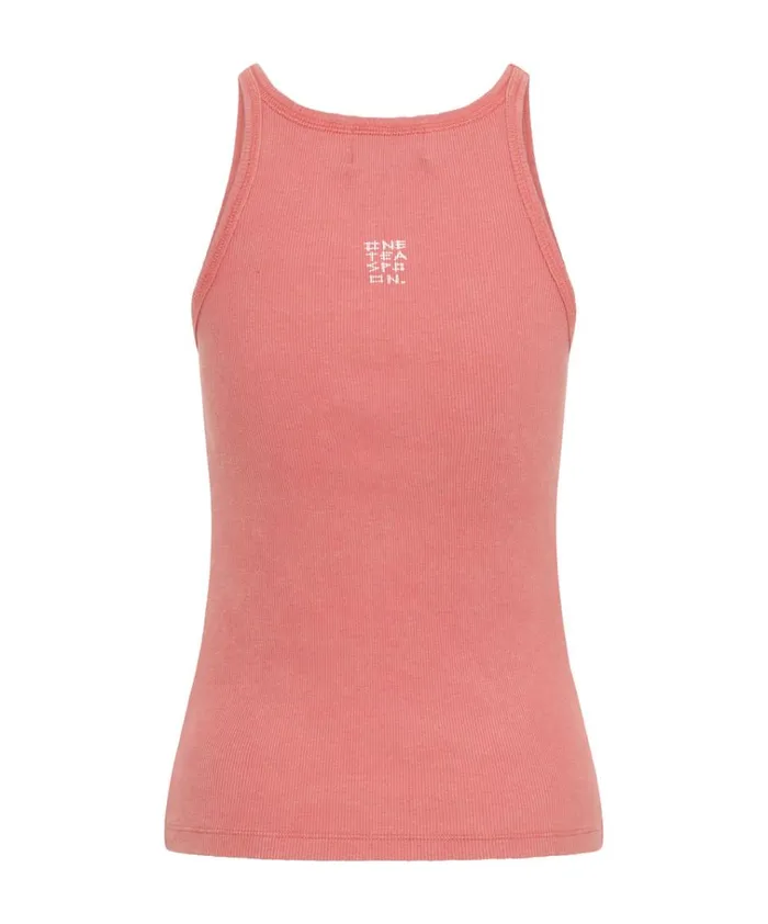 CORAL ONE TEASPOON RIB SINGLET Women One Teaspoon Tees and Tanks CORAL ONE TEASPOON RIB SINGLET Women One Teaspoon Tees and Tanks