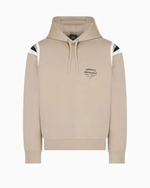 Cotton Blend Sweatshirt With Stripes On The Shoulders Beige Men Armani Matching Sets