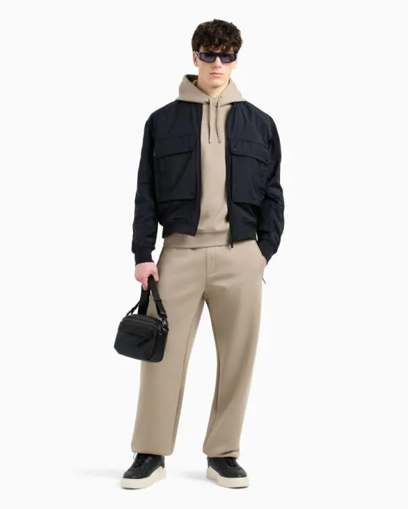 Cotton Blend Sweatshirt With Stripes On The Shoulders Beige Men Armani Matching Sets Cotton Blend Sweatshirt With Stripes On The Shoulders Beige Men Armani Matching Sets