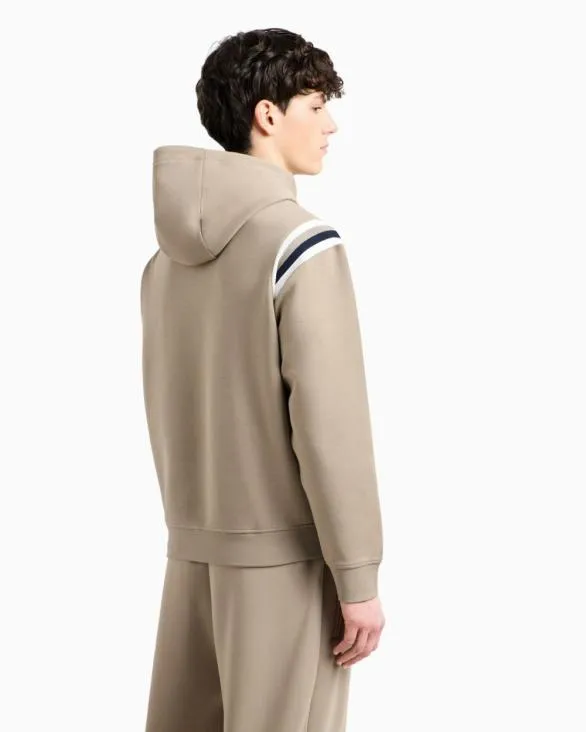 Cotton Blend Sweatshirt With Stripes On The Shoulders Beige Men Armani Matching Sets Cotton Blend Sweatshirt With Stripes On The Shoulders Beige Men Armani Matching Sets