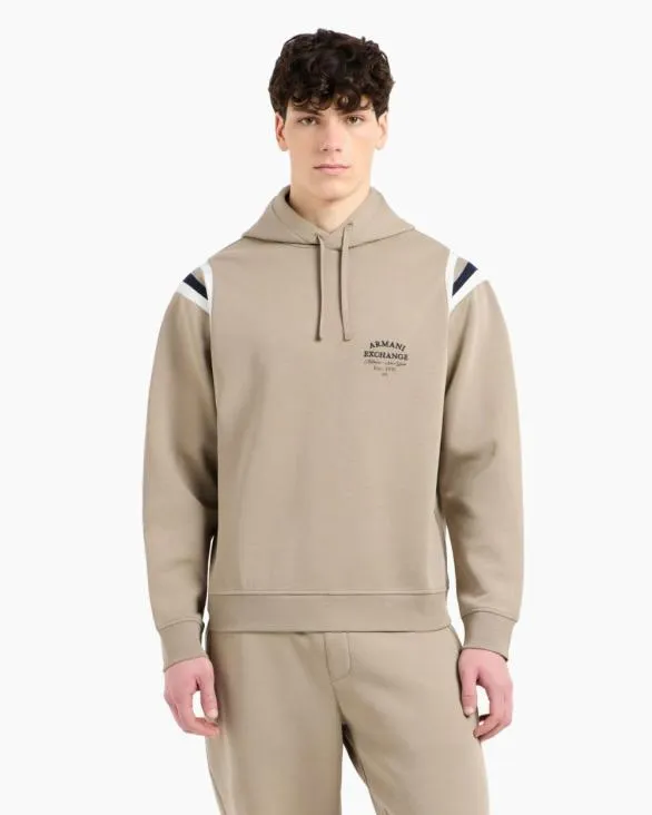 Cotton Blend Sweatshirt With Stripes On The Shoulders Beige Men Armani Matching Sets Cotton Blend Sweatshirt With Stripes On The Shoulders Beige Men Armani Matching Sets