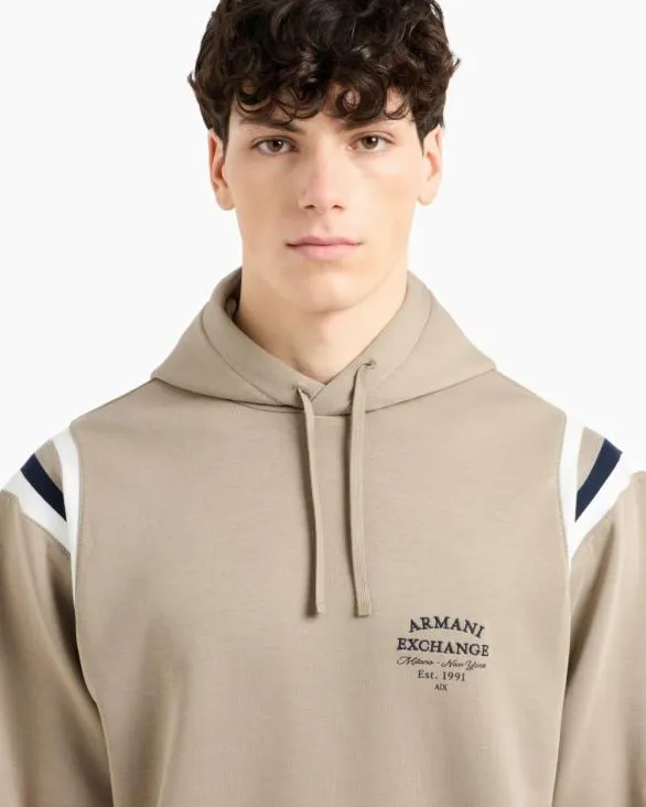 Cotton Blend Sweatshirt With Stripes On The Shoulders Beige Men Armani Matching Sets Cotton Blend Sweatshirt With Stripes On The Shoulders Beige Men Armani Matching Sets