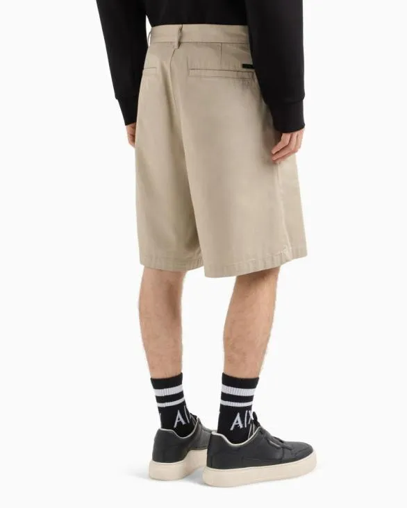 Cotton Twill Bermuda Shorts Beige Men Armani Trousers And Shorts Cotton Twill Bermuda Shorts Beige Men Armani Trousers And Shorts