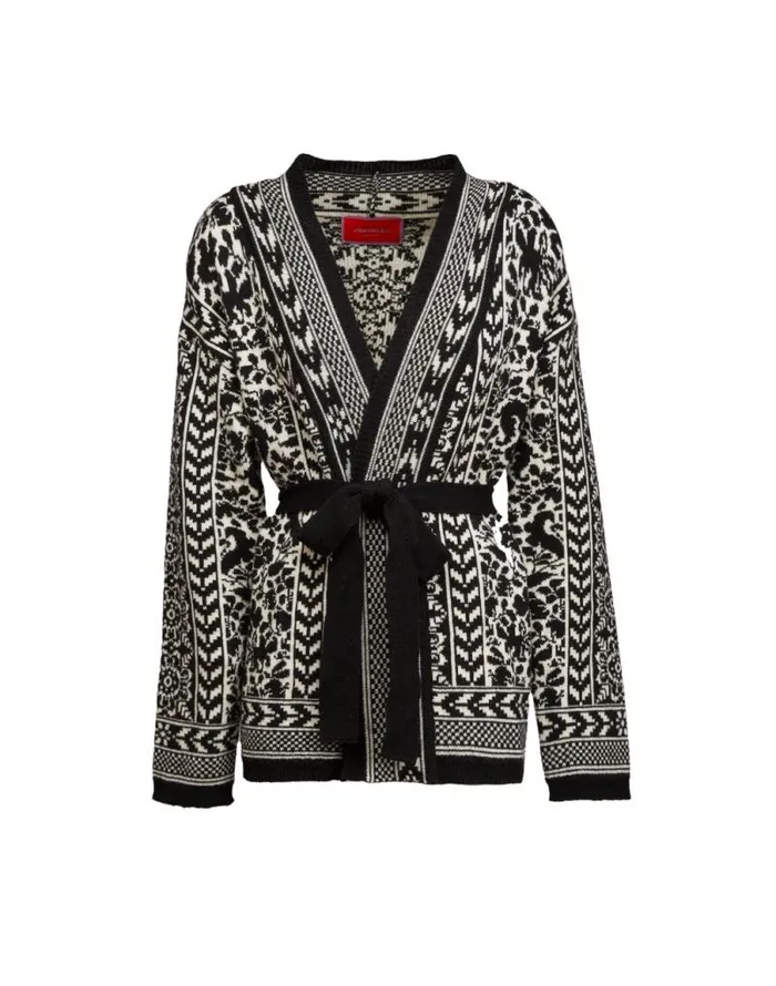 Cozy Cardigan Black White Women La Double J Knitwear Cozy Cardigan Black White Women La Double J Knitwear