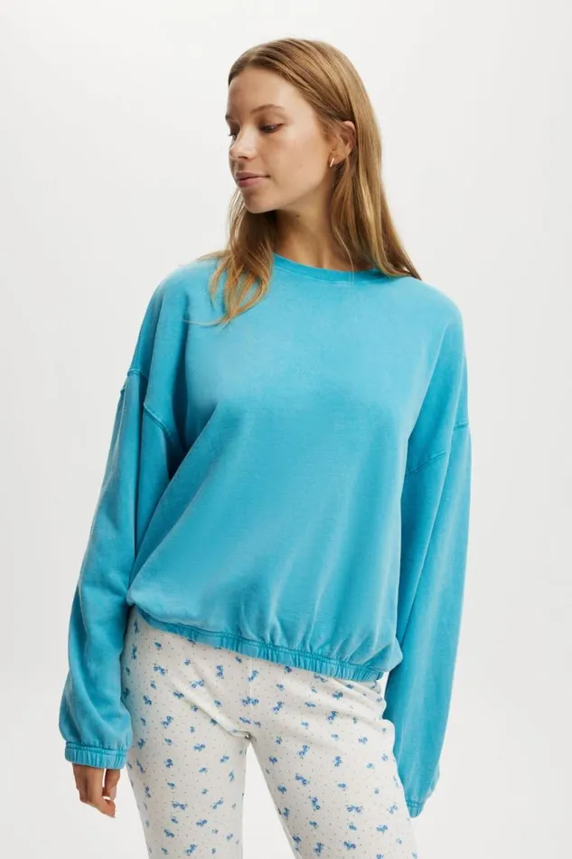 Cozy Sleep Crew Neck Fleece Coastline Blue Women Cotton On Sweats and Hoodies