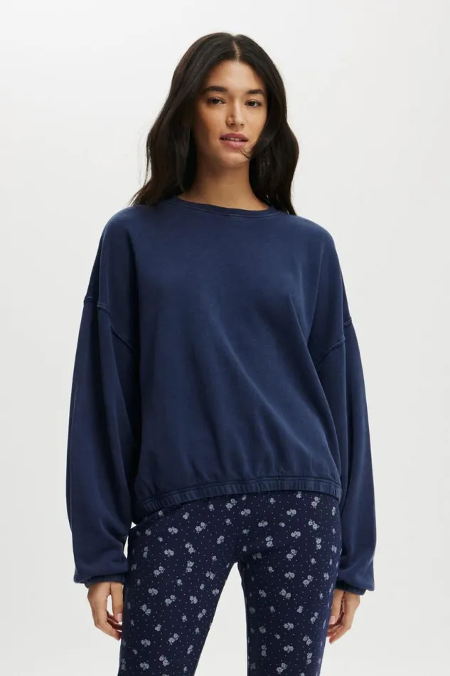 Cozy Sleep Crew Neck Fleece Voyage Blue Women Cotton On Sweats and Hoodies