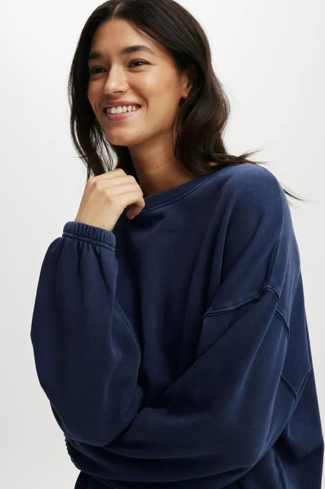 Cozy Sleep Crew Neck Fleece Voyage Blue Women Cotton On Sweats and Hoodies