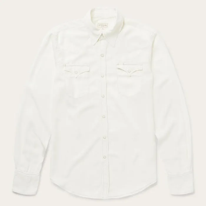 Cream Tencel Twill Shirt White Men Stetson Western Shirts