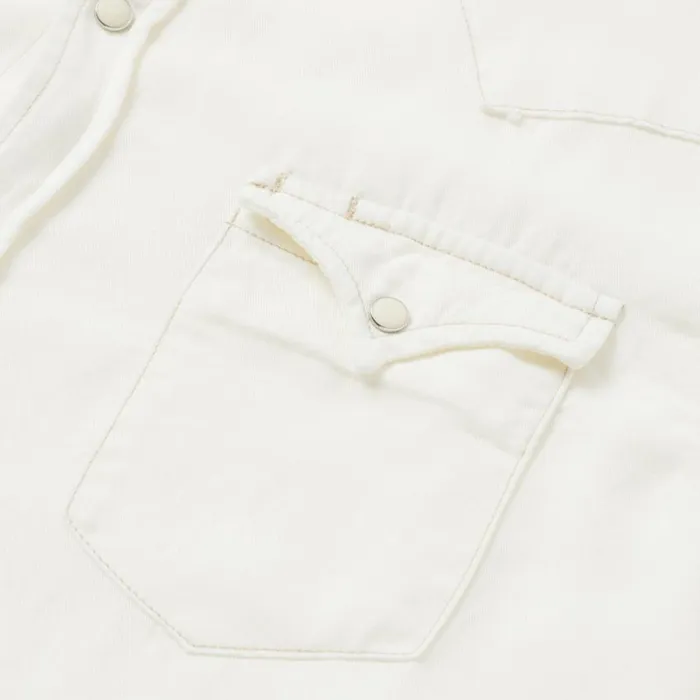 Cream Tencel Twill Shirt White Men Stetson Western Shirts