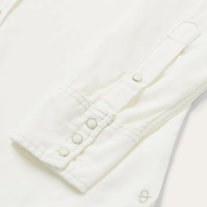 Cream Tencel Twill Shirt White Men Stetson Western Shirts